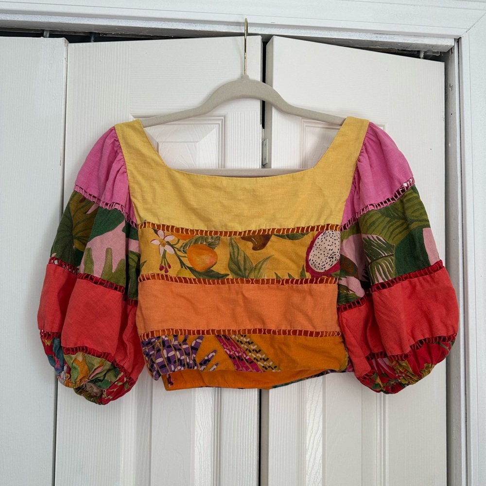 FARM Rio Colorful Floral Patchwork Blouse - Picture 3 of 3